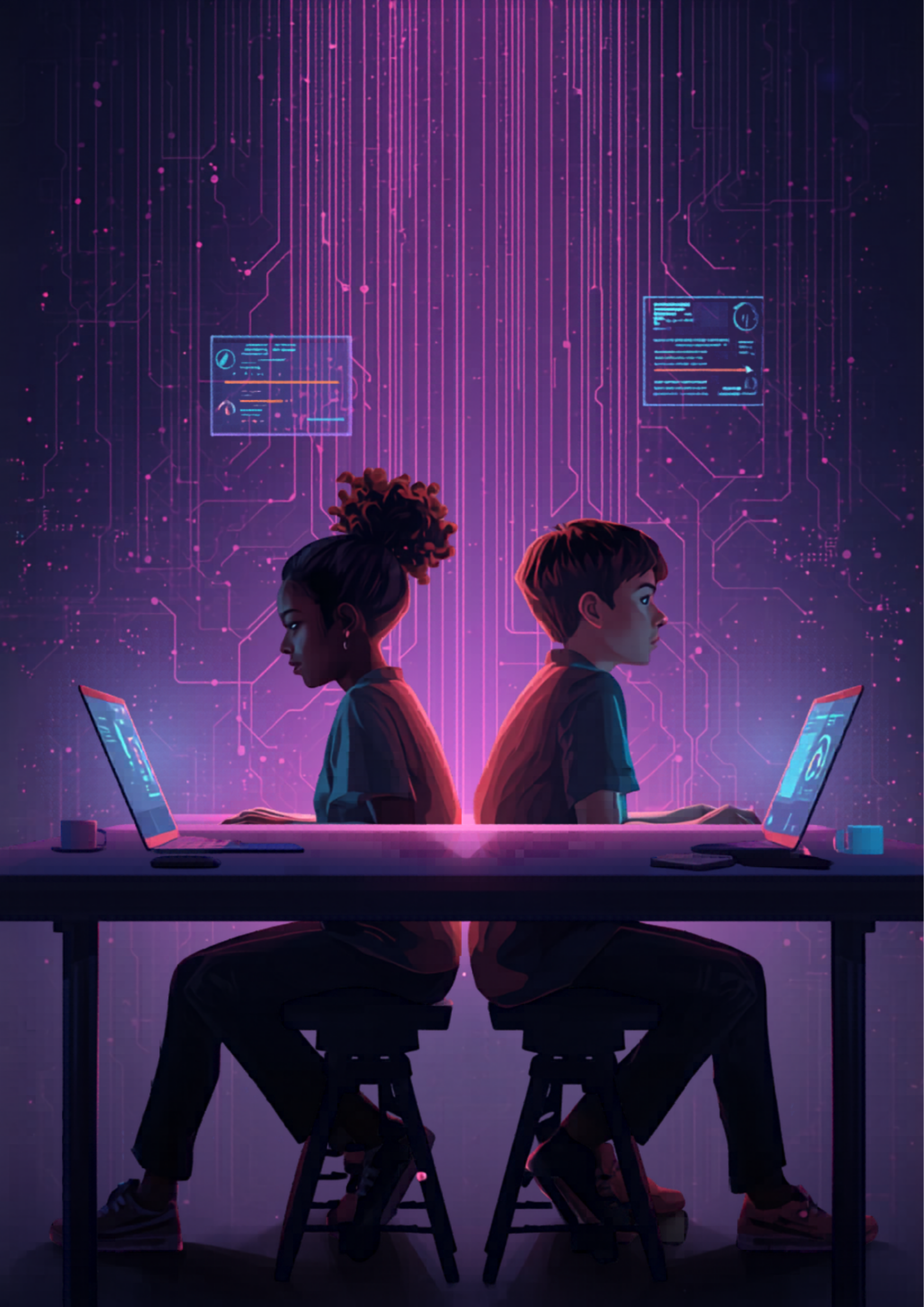 Teenagers learning AI skills on the AI Mastery platform
